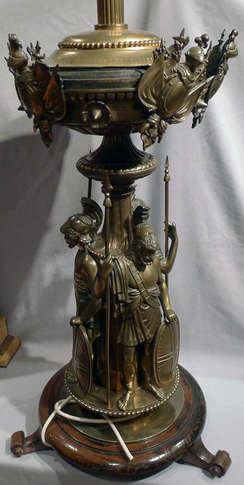 Antique bronze centrepiece of Classical Greek soldiers.