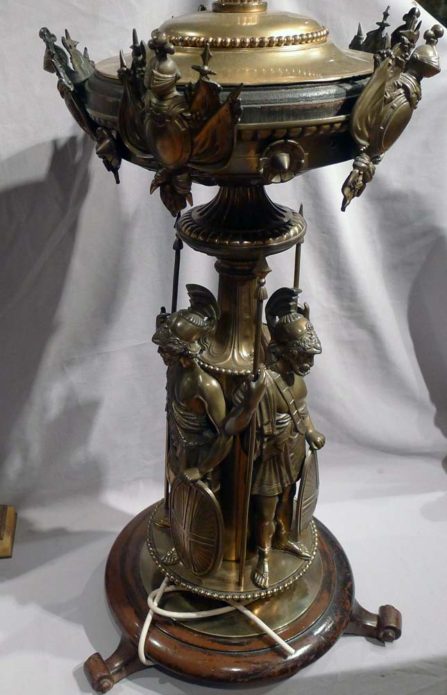 Antique bronze centrepiece of Classical Greek soldiers.