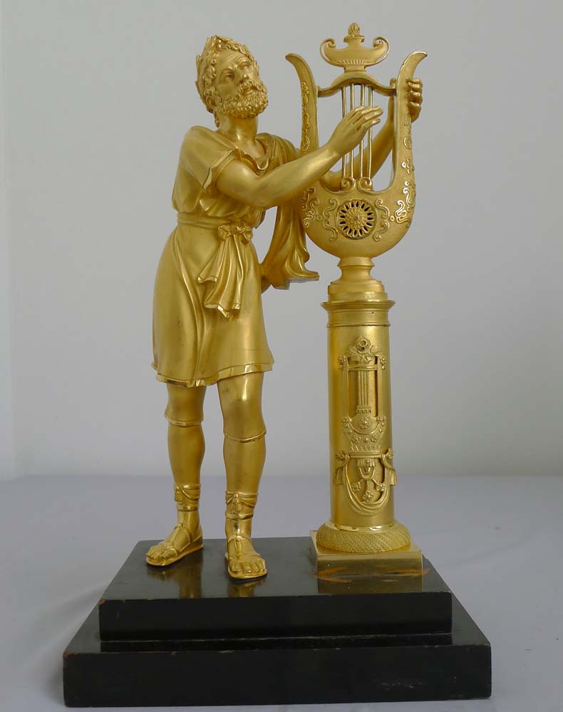Antique French late 18th early 19th century ormolu figure of Orpheus.