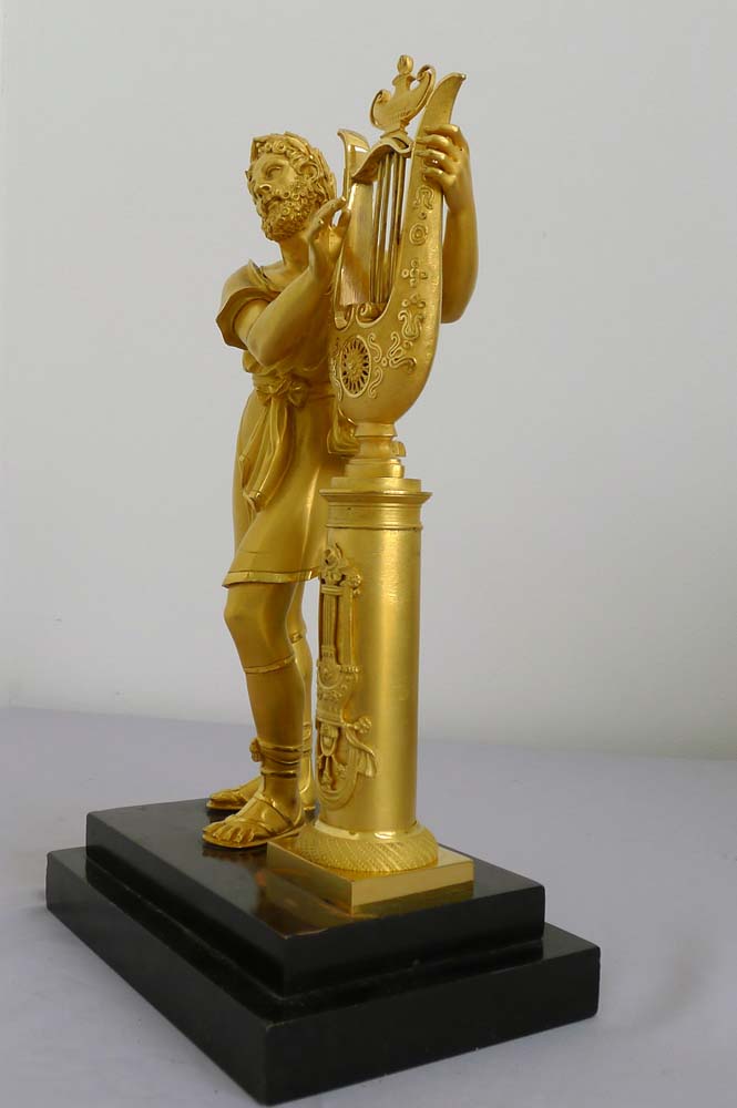 Antique French late 18th early 19th century ormolu figure of Orpheus.