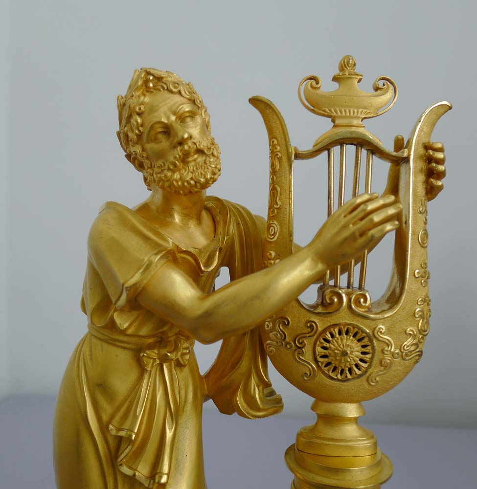 Antique French late 18th early 19th century ormolu figure of Orpheus.