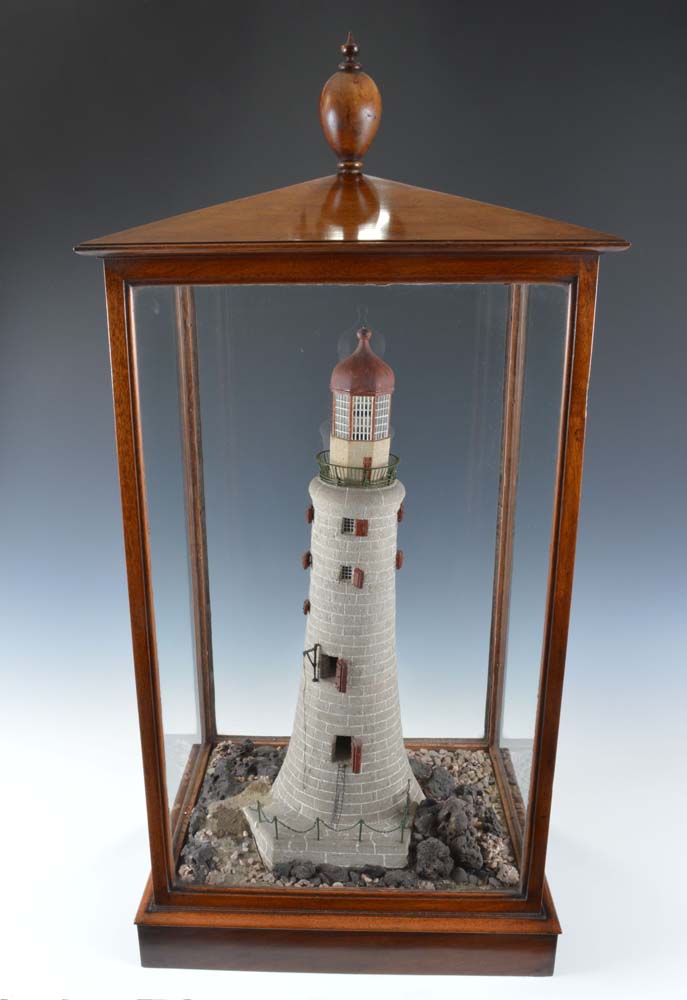 Extremely rare antique Ennglish mahogany cased model of a lighthouse.