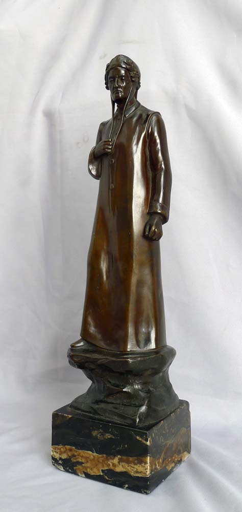 Antique bronze of Dante, full length, rich dark brown patination