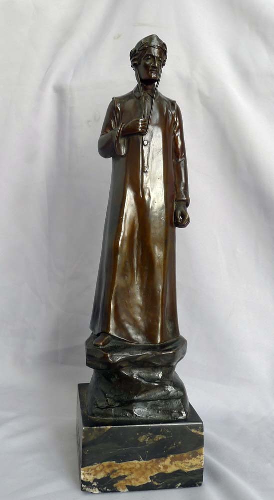 Antique bronze of Dante, full length, rich dark brown patination