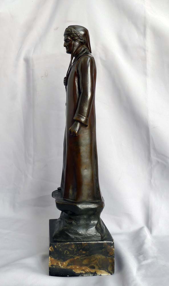 Antique bronze of Dante, full length, rich dark brown patination