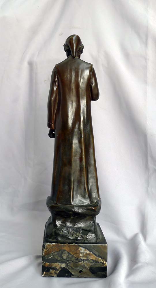 Antique bronze of Dante, full length, rich dark brown patination