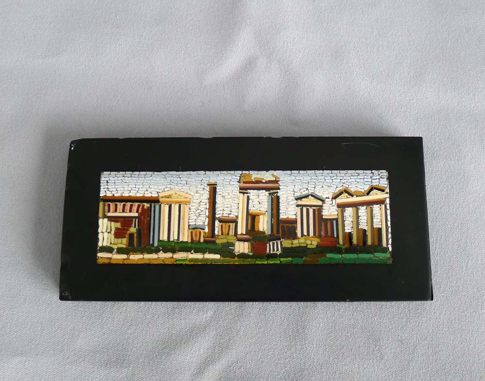 Antique Italian Grand Tour micromosaic of Roman Ruins.