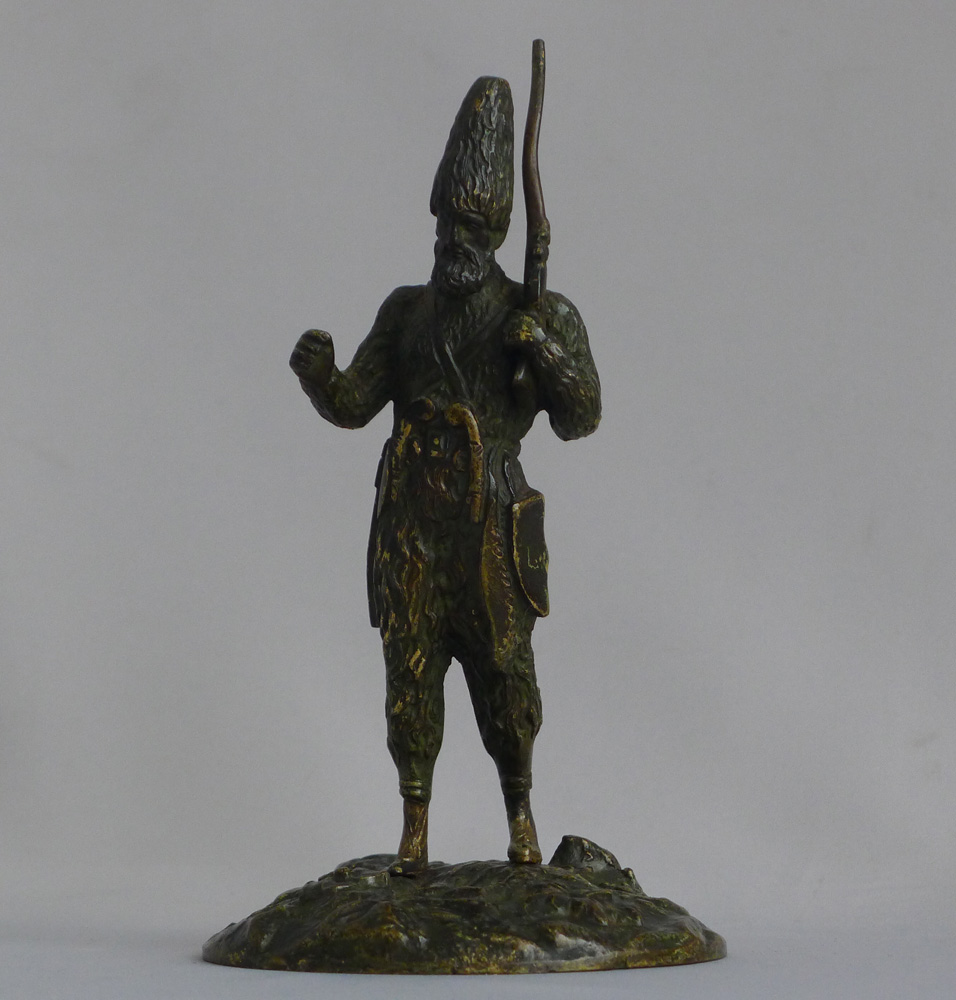 Antique French Patinated Bronze figure of Robinson Crusoe