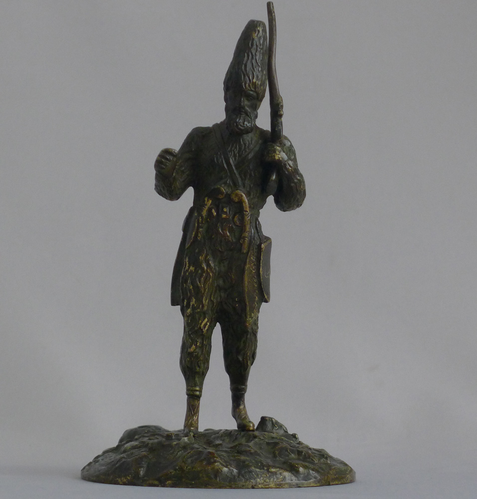 Antique French Patinated Bronze figure of Robinson Crusoe