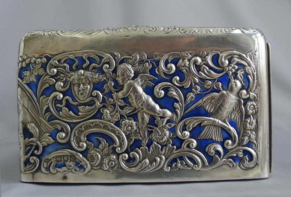 Superb Antique English Silver and Enamel Casket by William Comyns