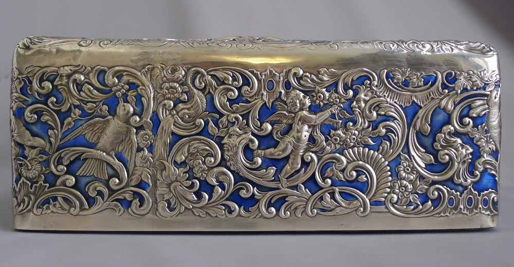 Superb Antique English Silver and Enamel Casket by William Comyns