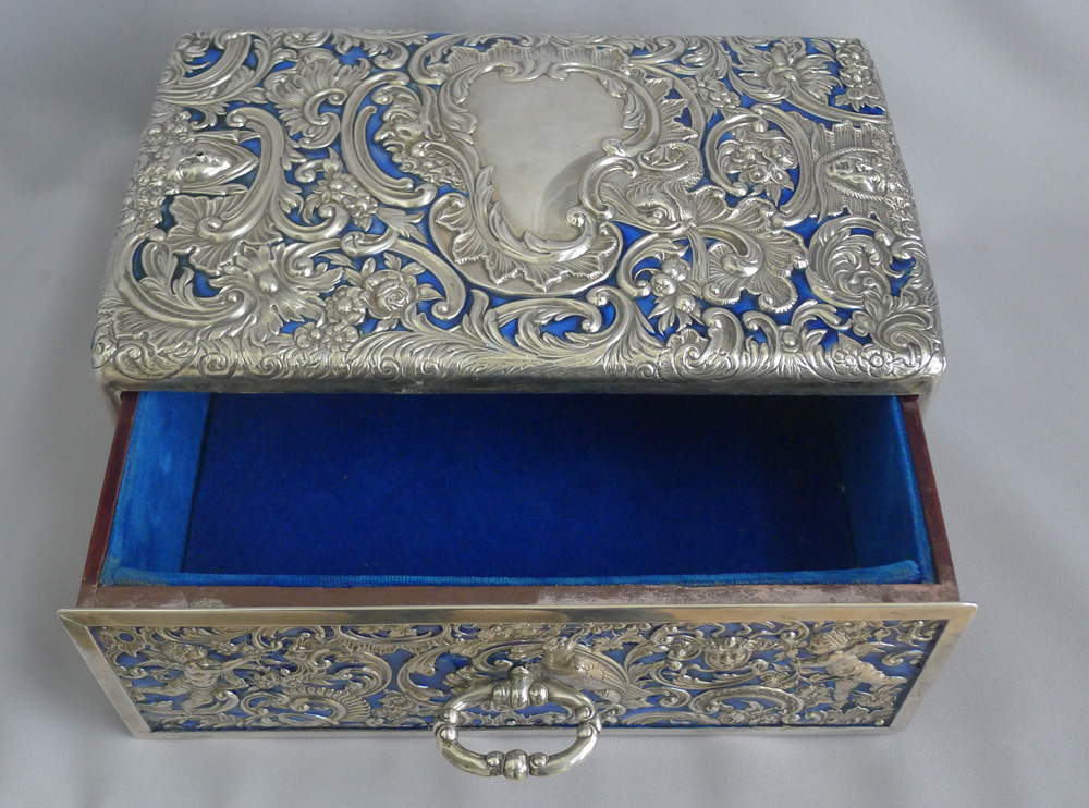 Superb Antique English Silver and Enamel Casket by William Comyns