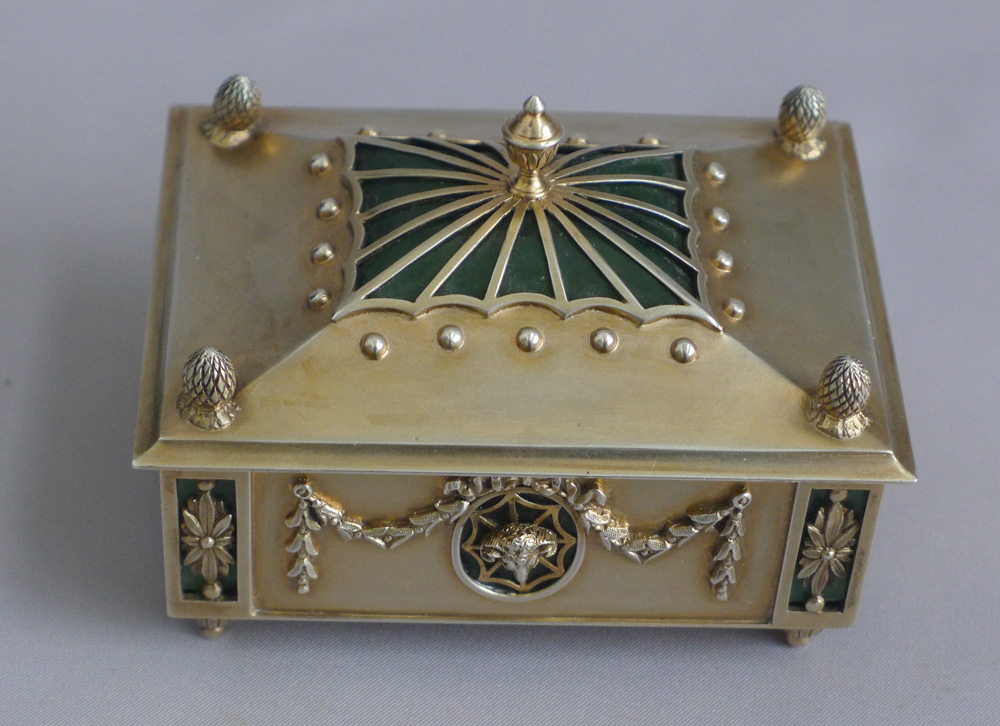 Antique silver gilt and cut crystal lidded box.