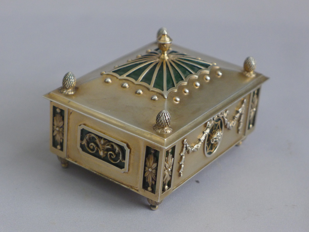 Antique silver gilt and cut crystal lidded box.