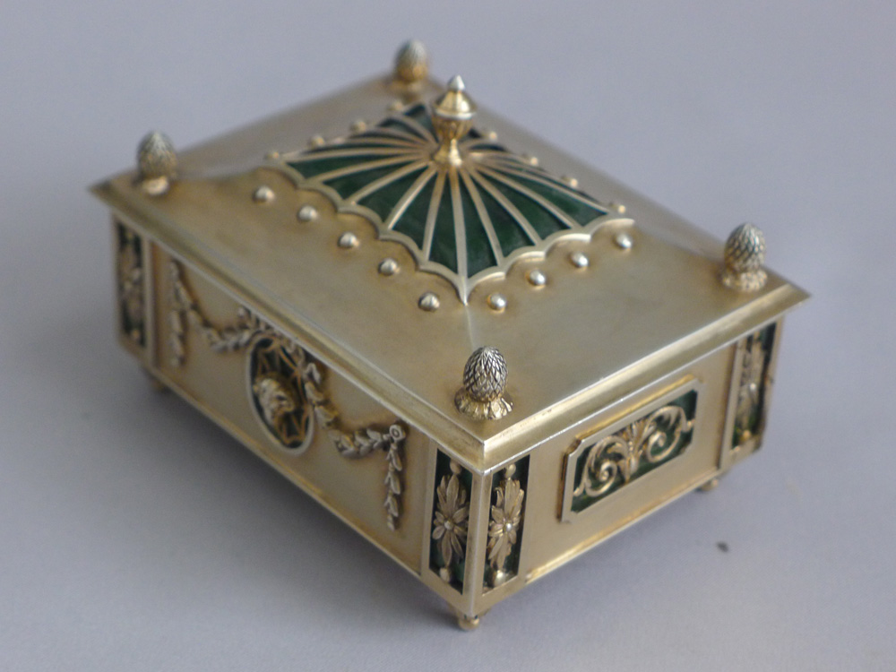 Antique silver gilt and cut crystal lidded box.