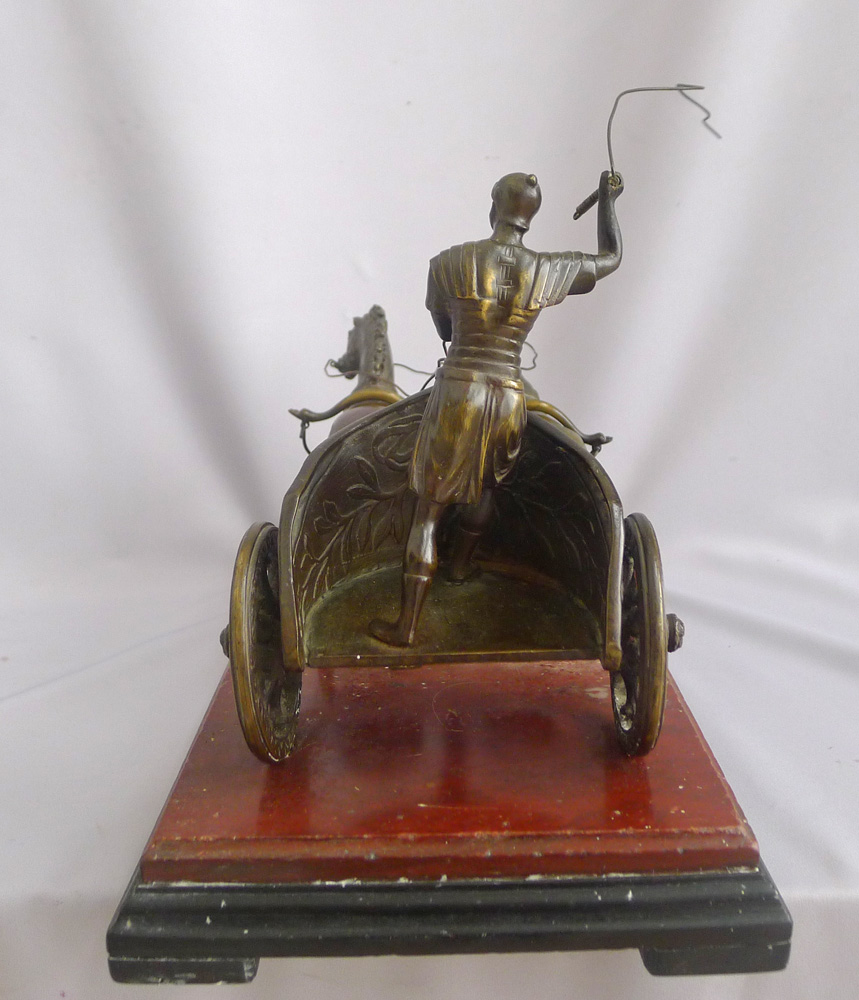 Antique Grand Tour bronze of Charioteer on rouge and black marble base