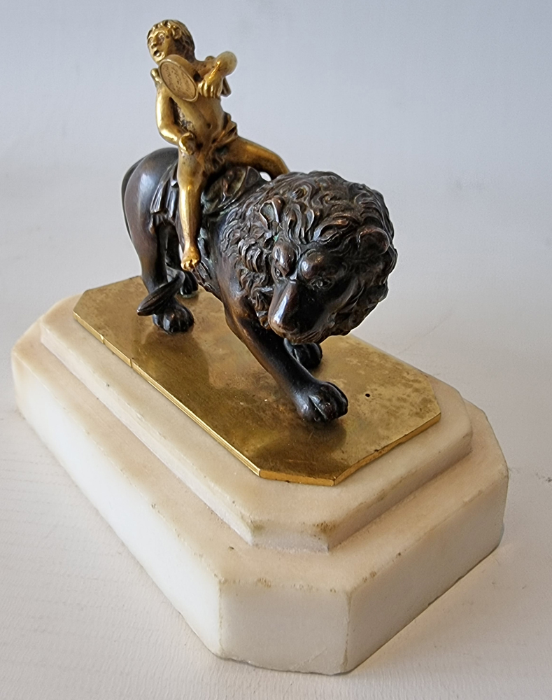 Antique Thomas Weeks Paperweight of Cupid Riding a Lion