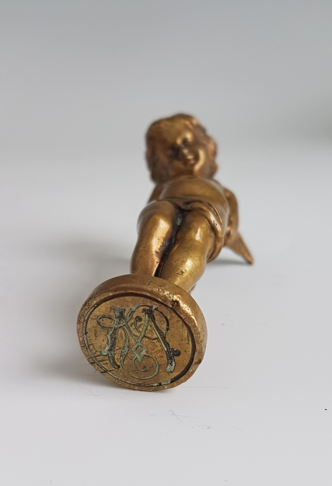 Antique Gilt Bronze Seal modelled as Cupid