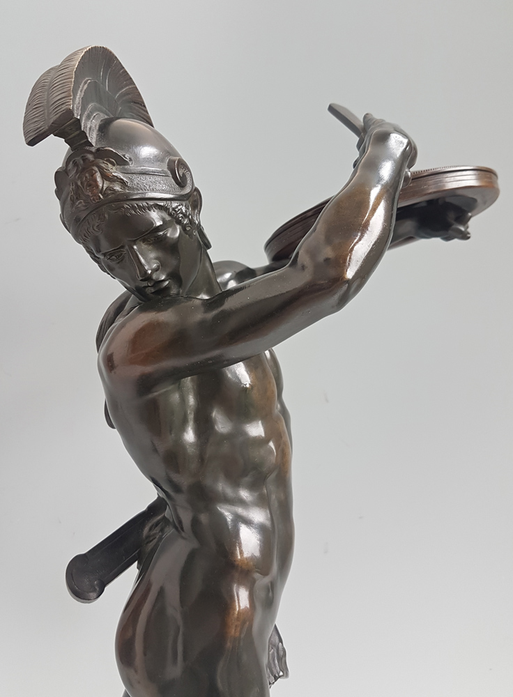 Antique Patinated Bronze of a Gladiator and Jupiter Signed Cugnot