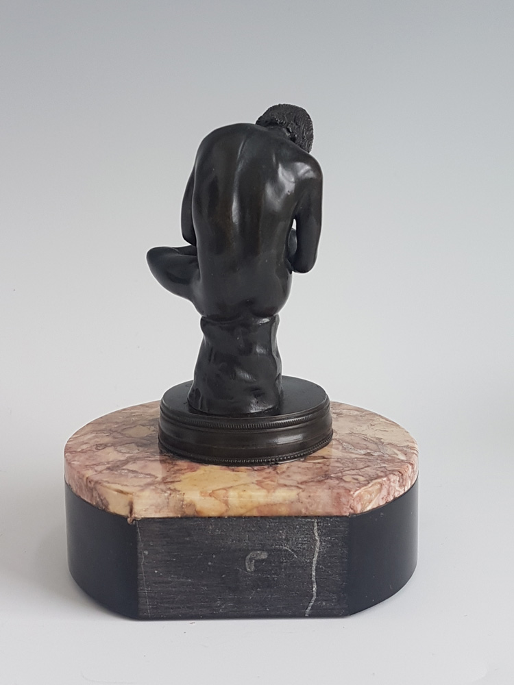Antique Grand Tour Patinated Bronze Spinario on Marble base