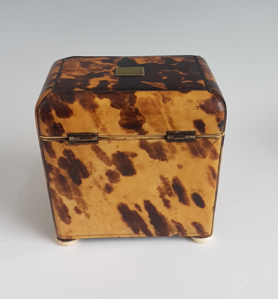 Antique Tortoiseshell and Ivory Tea Caddy
