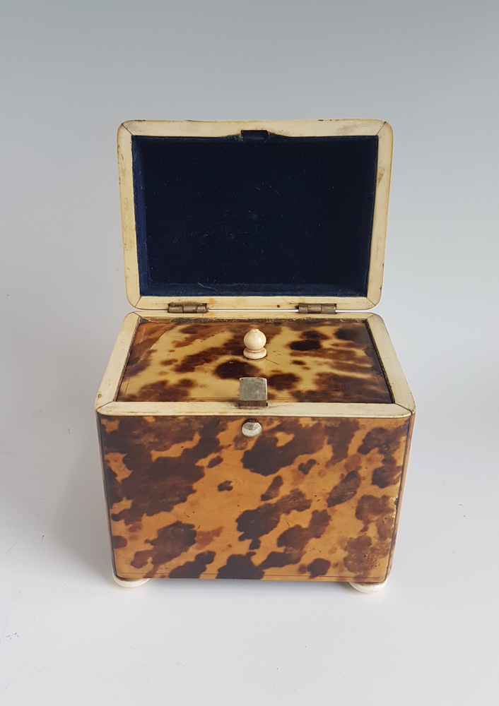 Antique Tortoiseshell and Ivory Tea Caddy