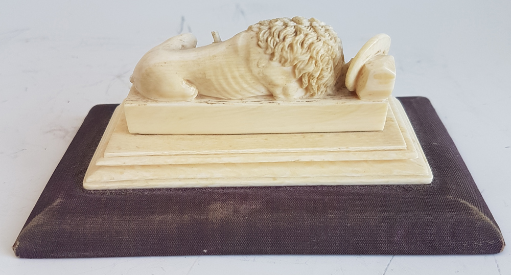 Grand Tour antique ivory carving of the Swiss lion of Lucerne
