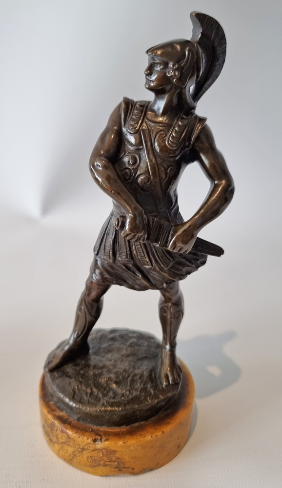 Antique Grand Tour pair of bronze Gladiators on Sienna marble bases