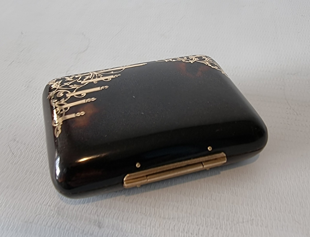 Antique French Tortoiseshell and Gold inlaid purse