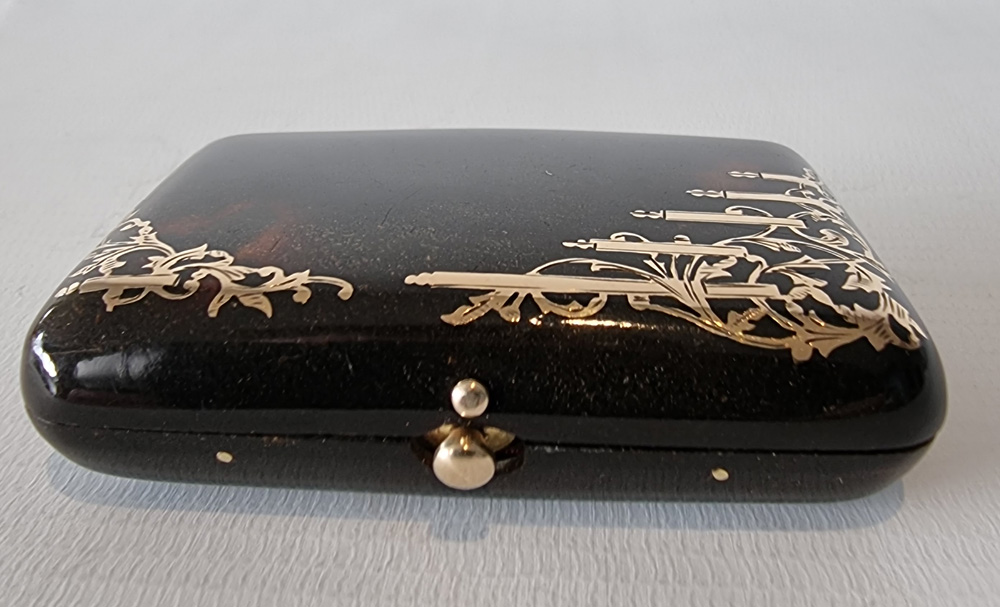 Antique French Tortoiseshell and Gold inlaid purse
