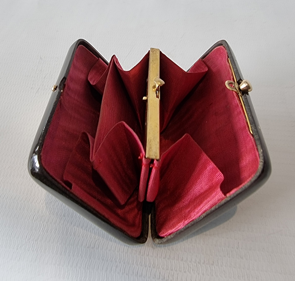 Antique French Tortoiseshell and Gold inlaid purse
