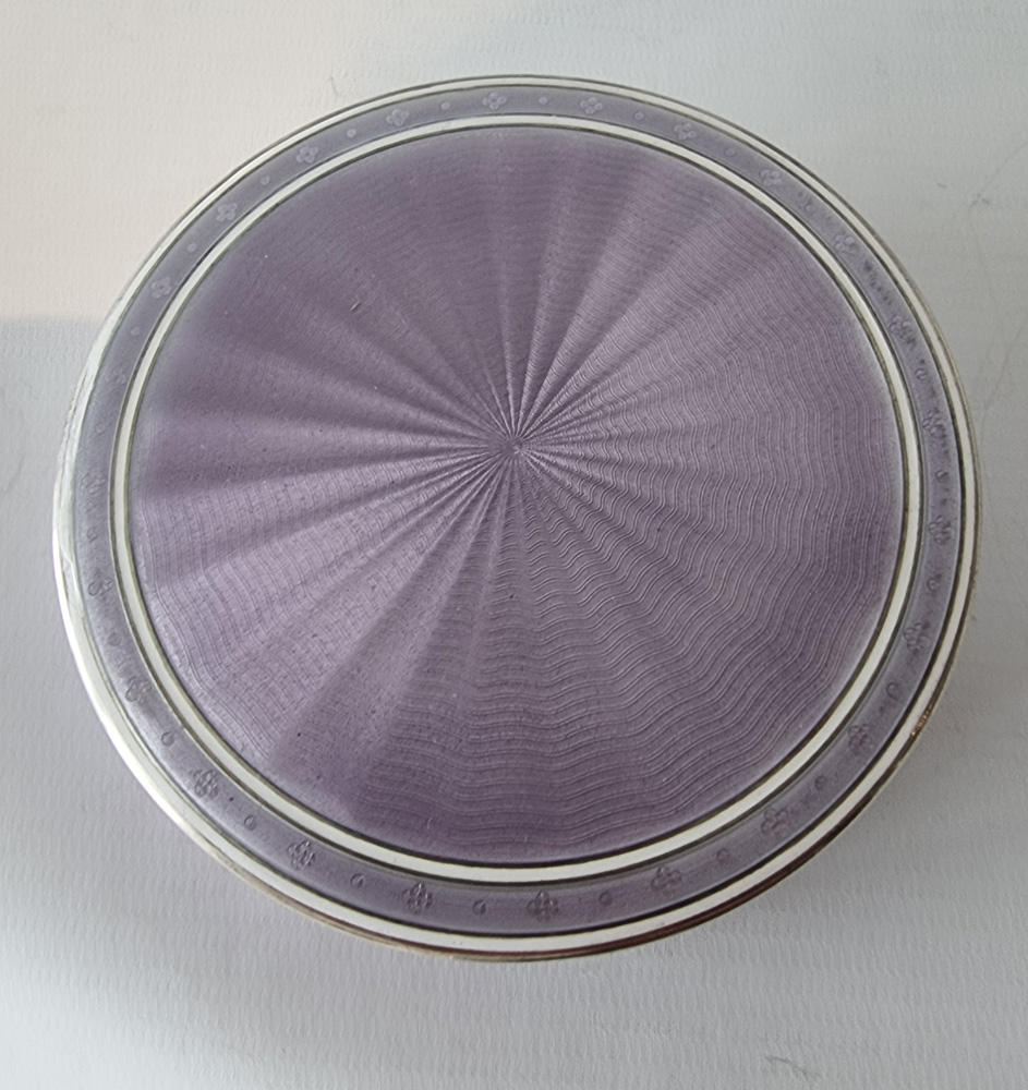 A  Silver and Purple Guilloche enamel box