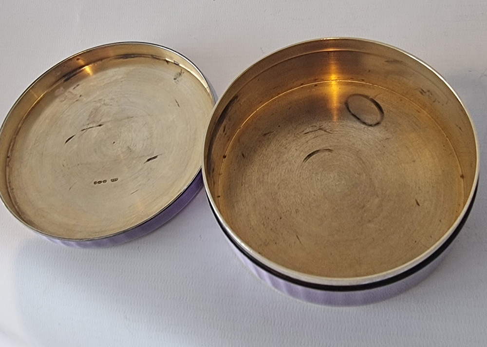 A  Silver and Purple Guilloche enamel box
