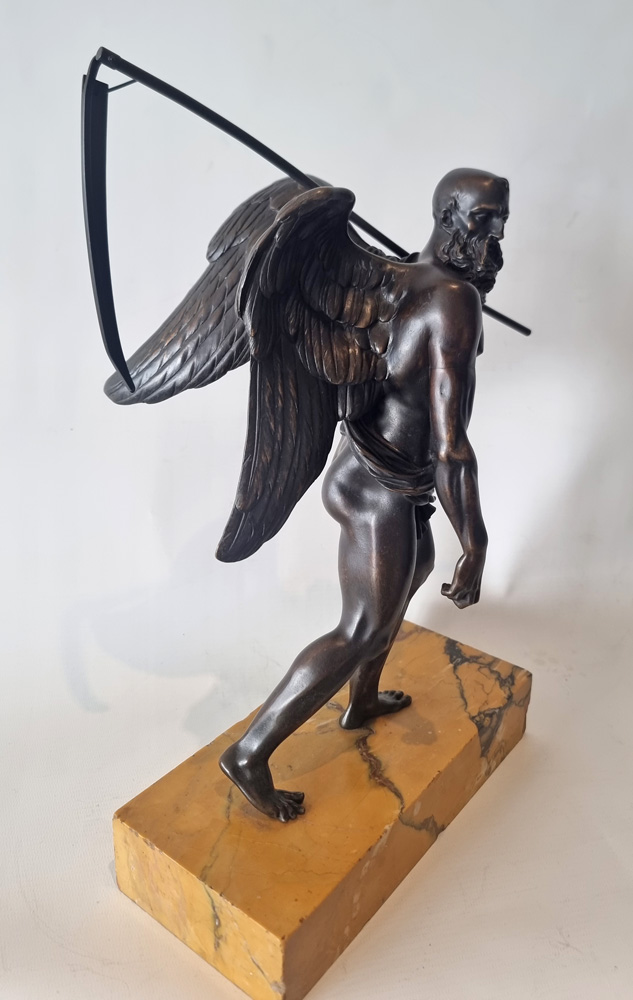 Grand tour Patinated bronze figure of Chronos, Father Time on Sienna marble base