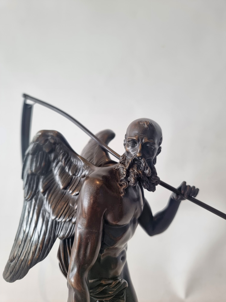 Grand tour Patinated bronze figure of Chronos, Father Time on Sienna marble base