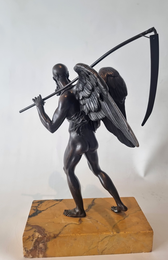 Grand tour Patinated bronze figure of Chronos, Father Time on Sienna marble base