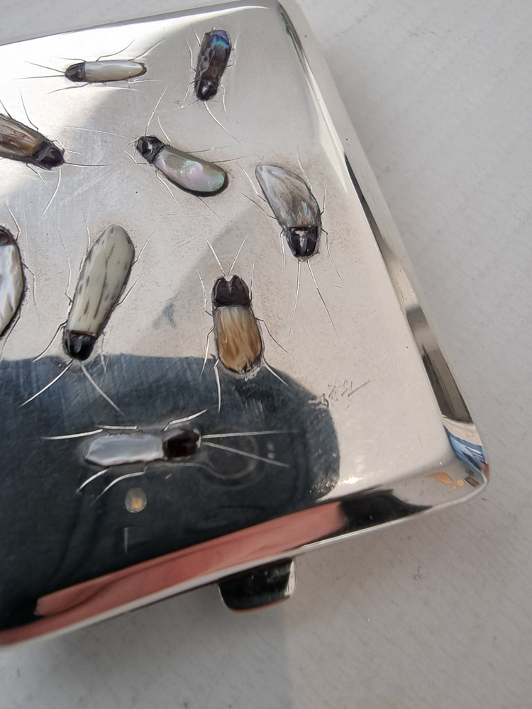 Silver Shibayama Matchstick or small Cigarette Case