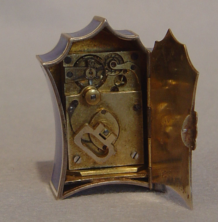 Sub miniature Silver & blue guilloche enamel bat wing