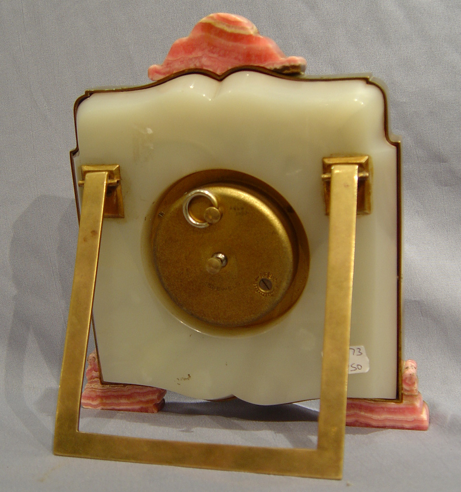 French Rodachromite gilt brass mounted strut clock.