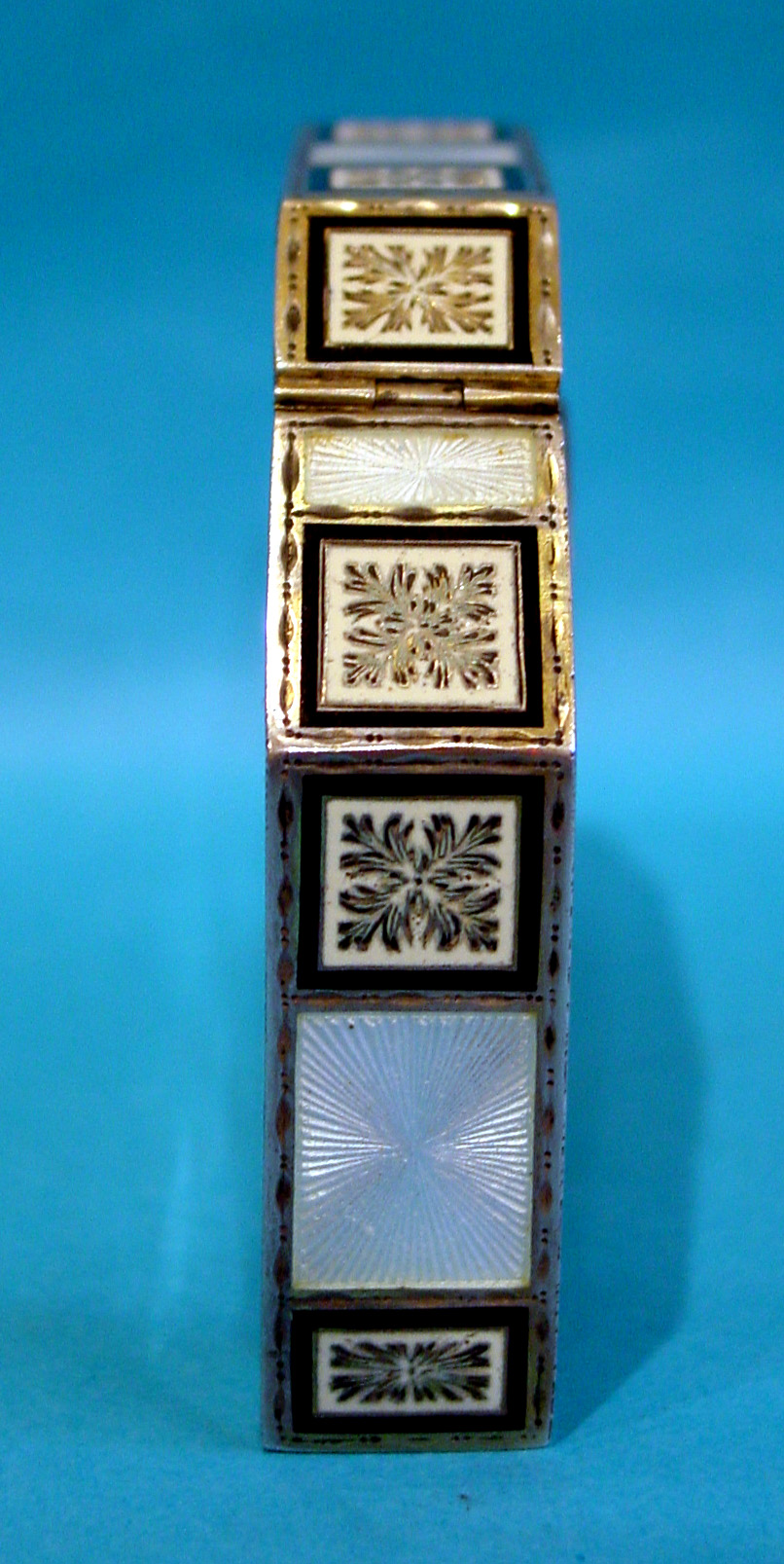 Austrian Art Deco silver and guilloche enamel watch clock with lifting top