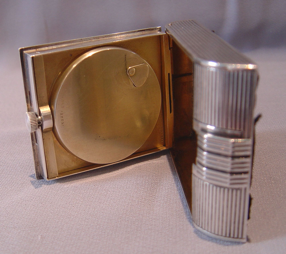 Silver Cartier Art Deco strut clock in silver hallmarked 1935.