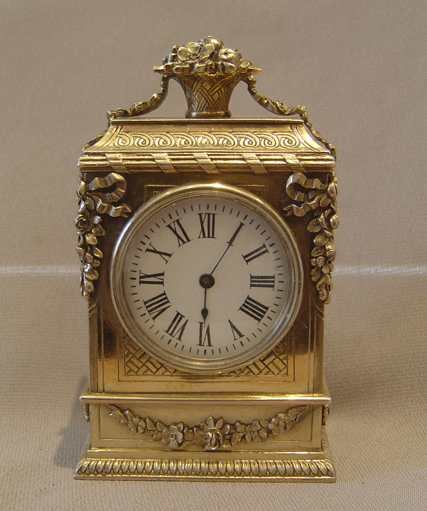 Fine late 19th century silver boudoir clock.