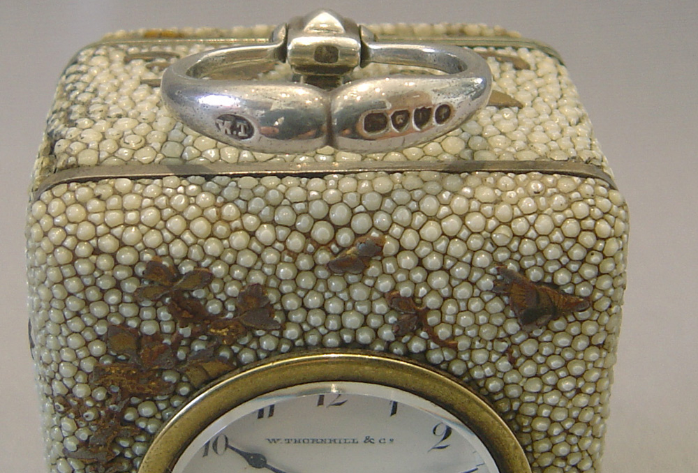 silver, shagreen and shibyama clock by William Thornhill, London