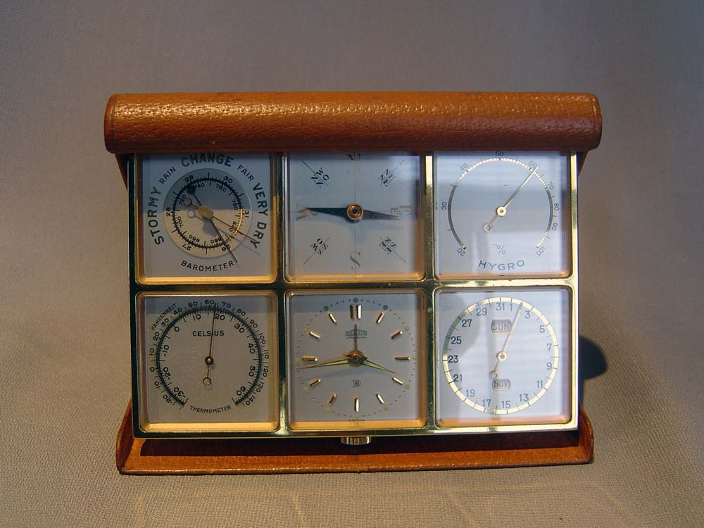 Multi dial desk clock, alarm, compendium by Angelus.