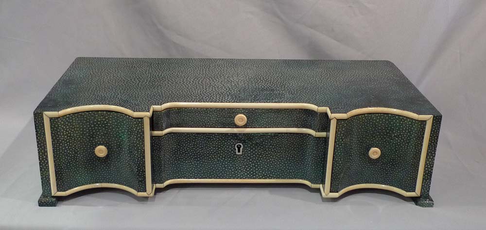 Art Deco shagreen and ivory dressing table cabinet.