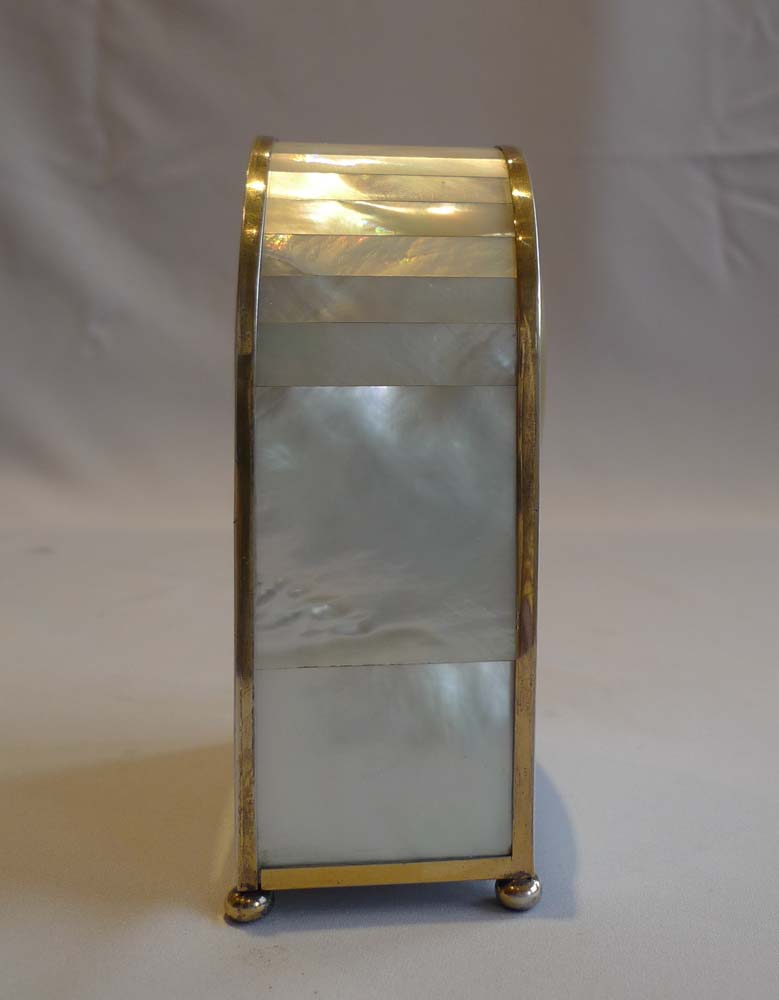 Antique barometer and thermometer in silver gilt, mother of pearl and enamel by Callow of Mount St.