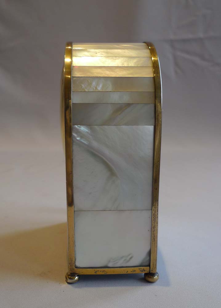 Antique barometer and thermometer in silver gilt, mother of pearl and enamel by Callow of Mount St.