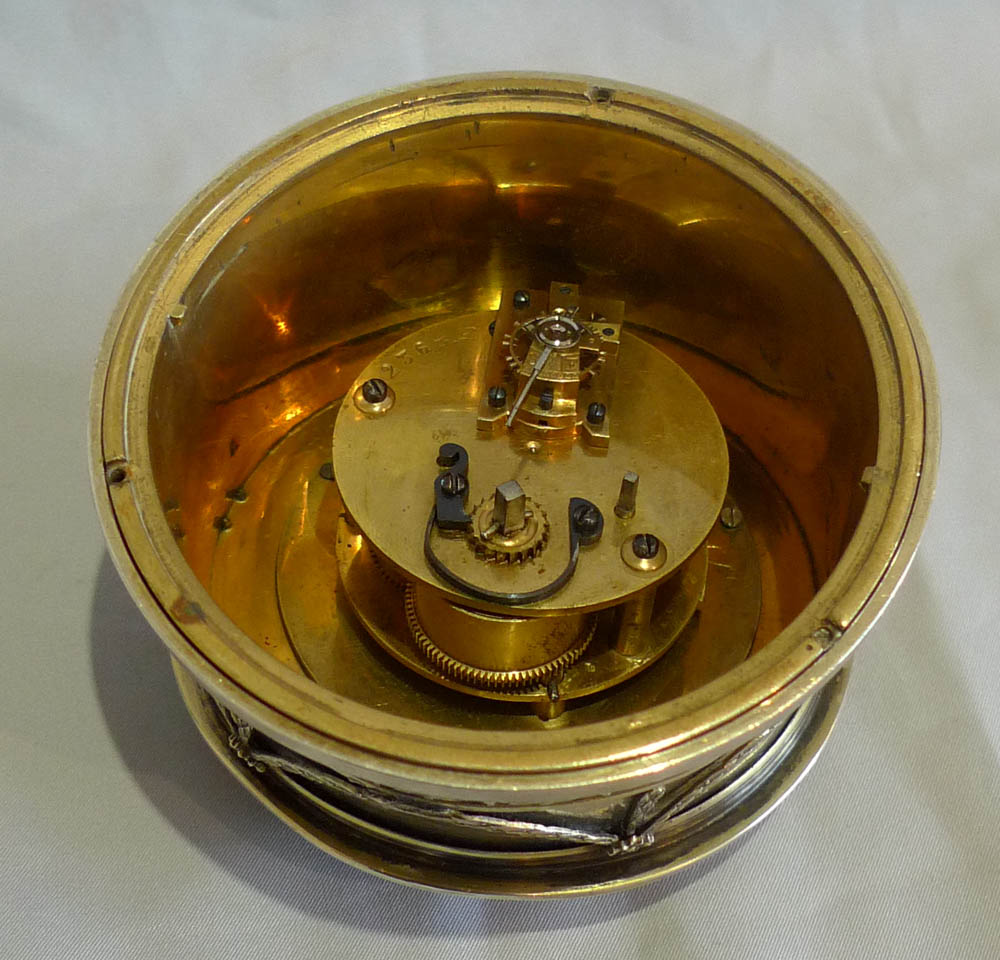 Antique French silver desk clock by Boin-Taburet, Paris, in original case