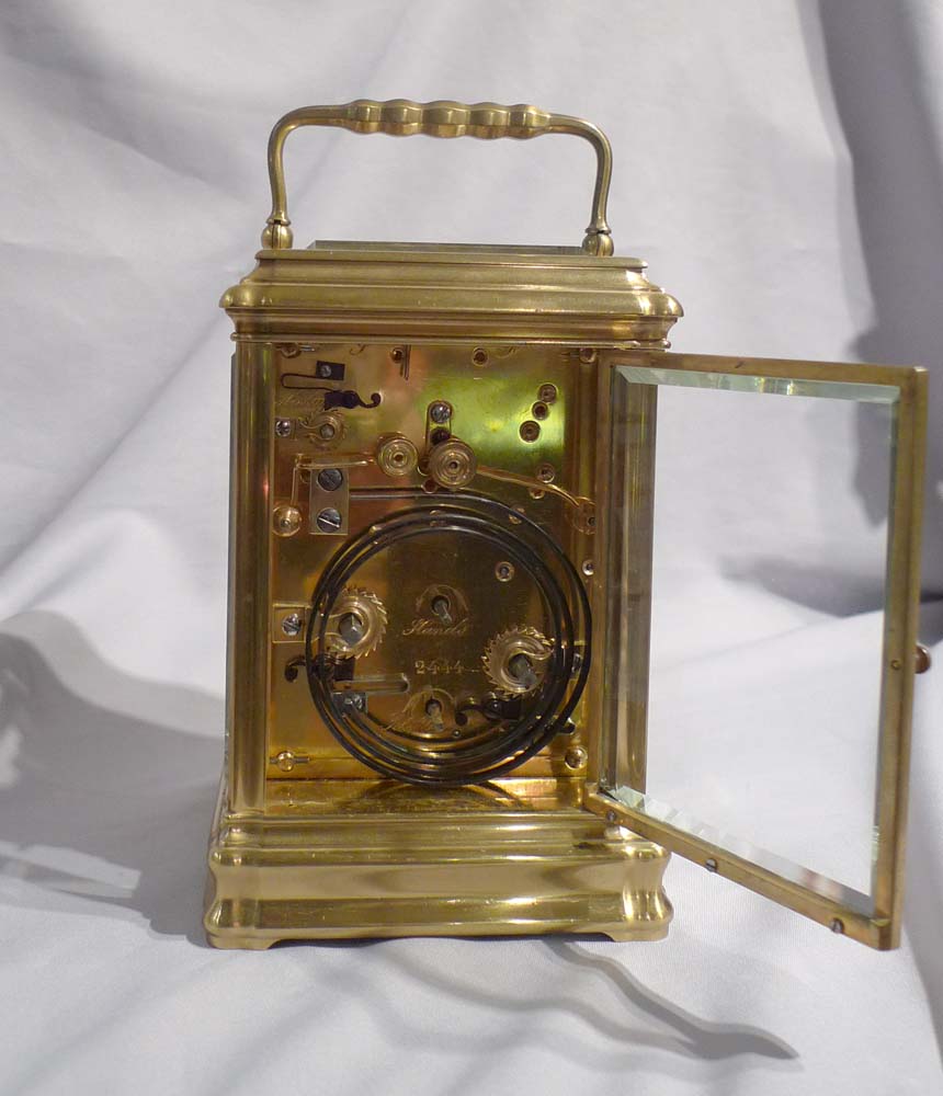 Antique carriage clock strike, repeat and alarm by Leroy & Fils Paris and London.