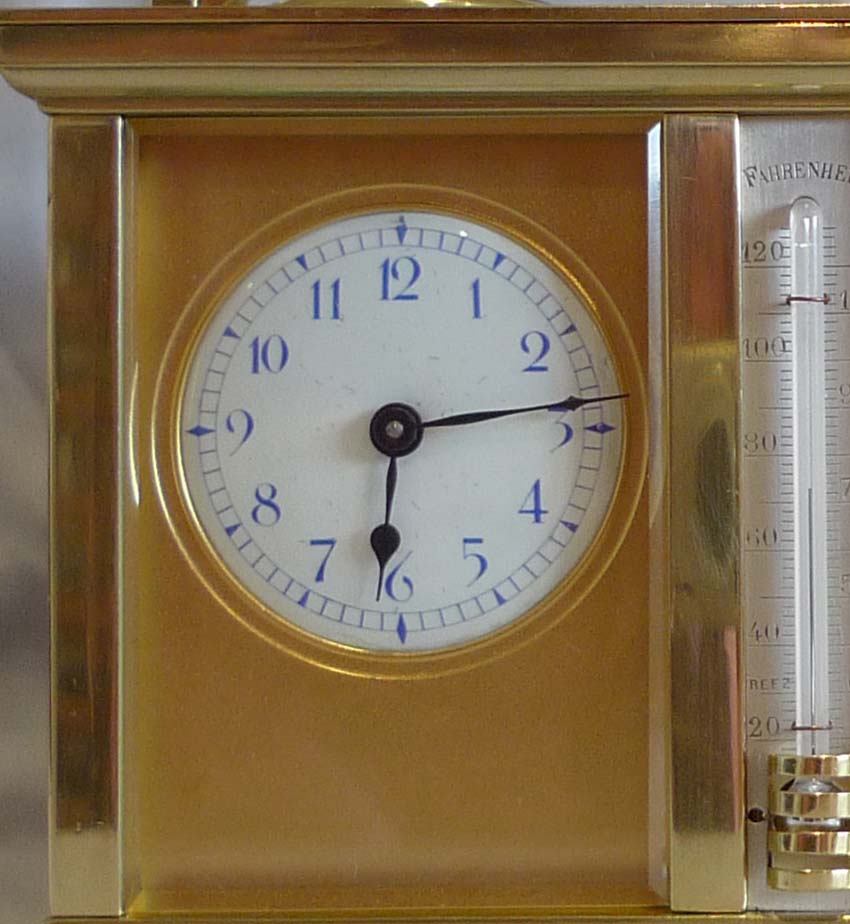 Antique compendium of clock, barometer, thermometer and compass